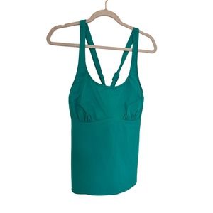 Lands' End Women's Tankini Bathing Suit Swim Suit Top Bra Cup 14 Teal Green
